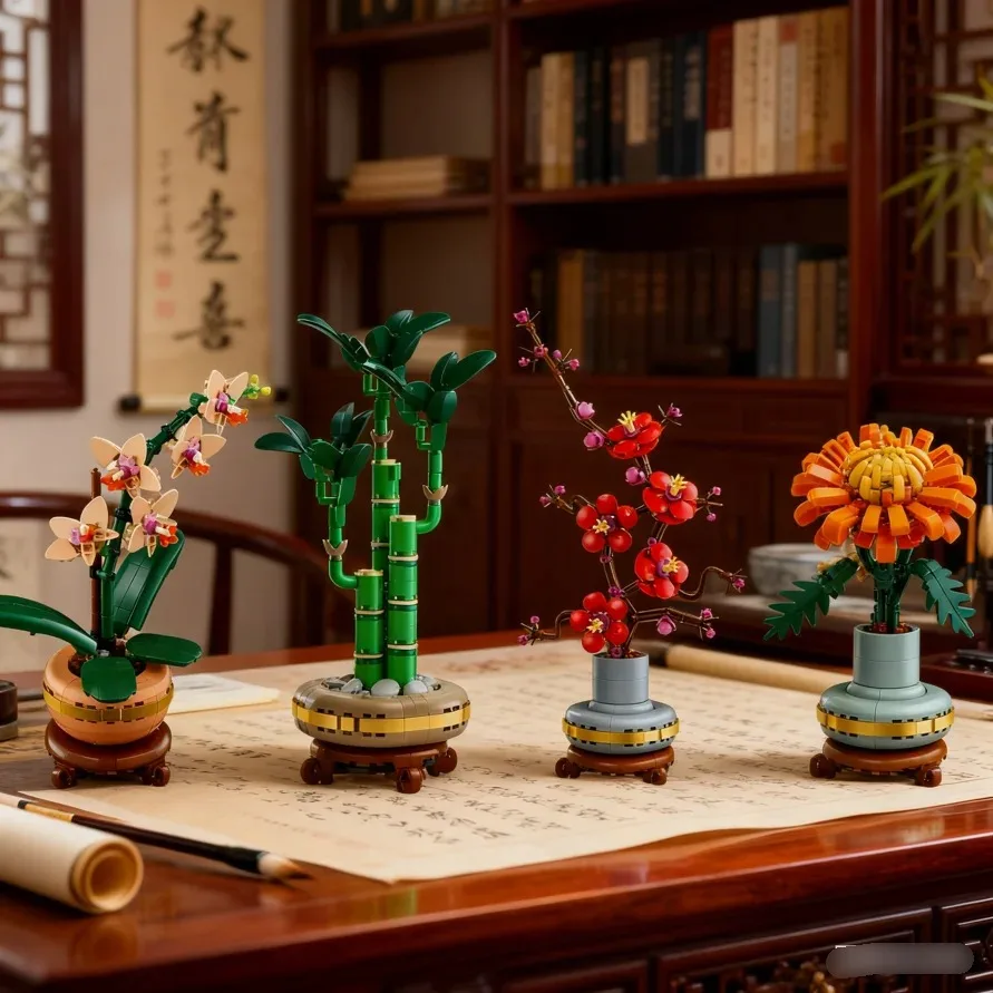 

Букеты в подарочной коробке 10343 10344 10368 10369: Орхидея, Бамбук, Хризантема, Сакура. Конструктор-цветы для детей и взрослых.