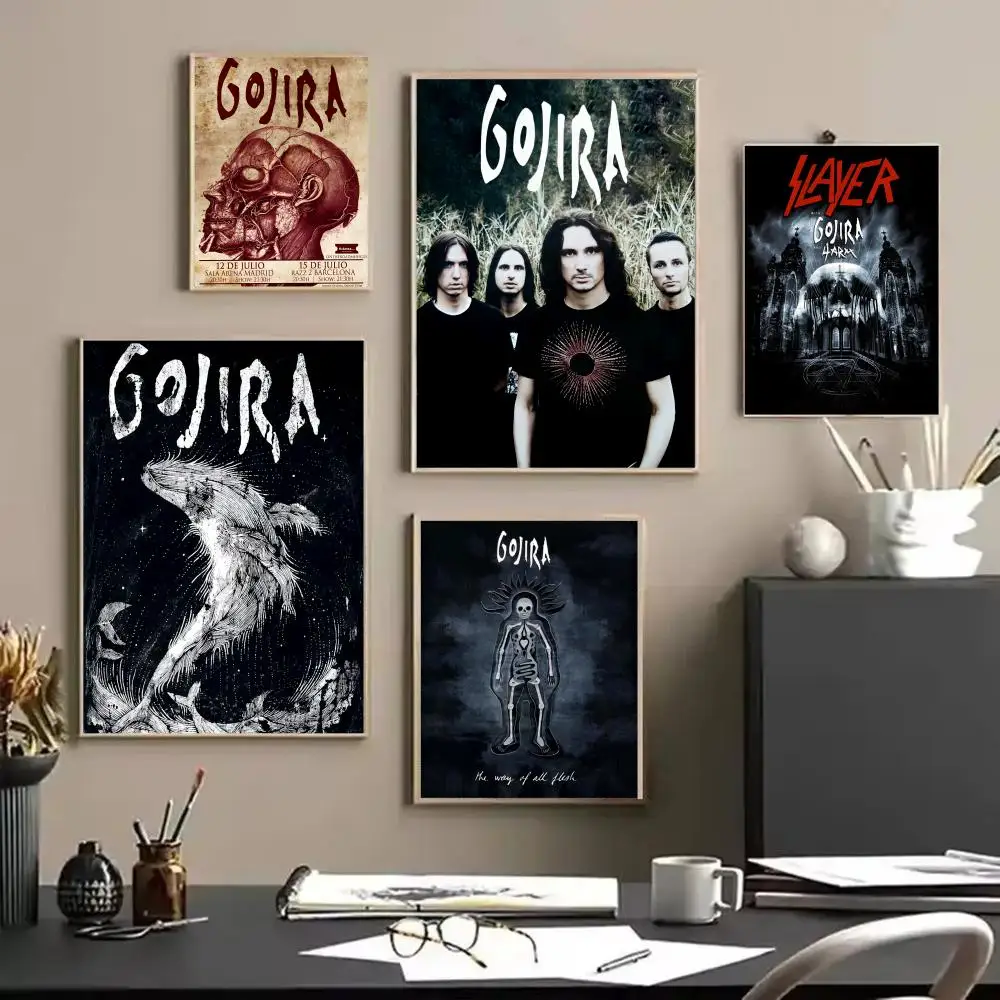 Band G-Gojira Painting Calligraphy Frameless Canvas Poster Wall Art Perfect For Hallway Home Decoration Holiday Gifts