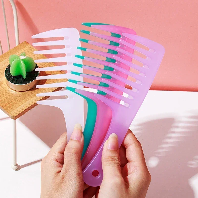 Large Wide-tooth Hair Comb Curly Hair Comb Women Plastic Smooth Hair Brush No Knot Thickened Hairdressing Comb Styling Tools