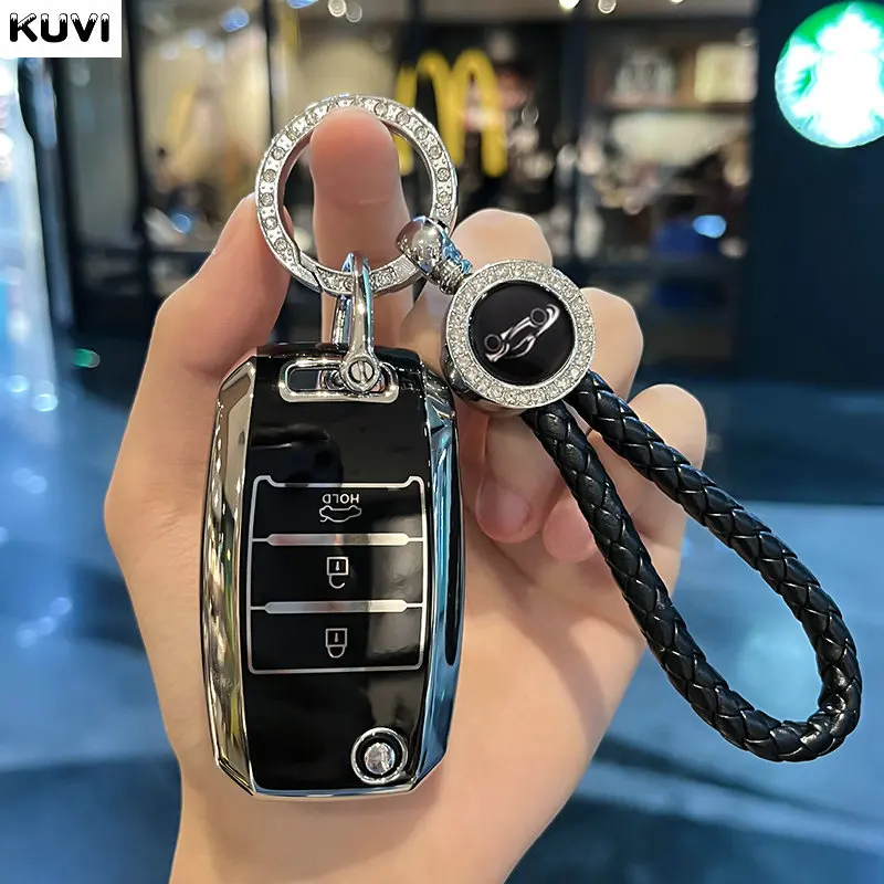 NOVO Estojo de Chave Flip em TPU para Carro, Chaveiro para KIA RIO 3 K2 K3 K4 K5 Sportege Picanto Optima Soul Ceed Sorento Forte Stinger Cerato