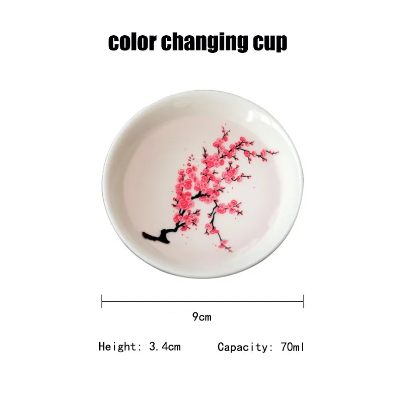 Japanese Magic Sakura Cup Cold Temperature Color Changing Flower display Sake Cup Ceramic Kung fu Tea Cup Tea Bowl