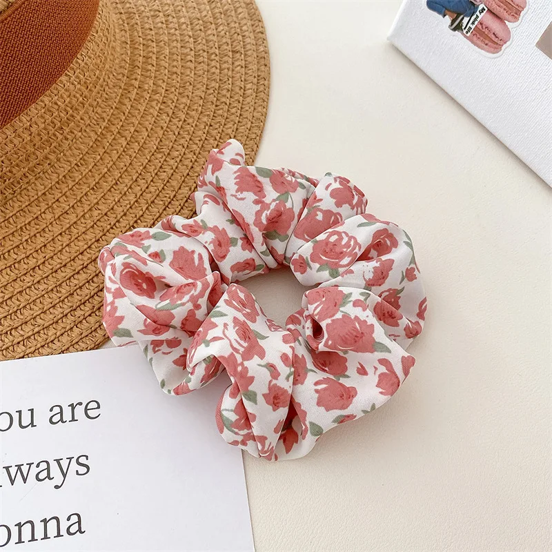 Frischer Stil, florale Plissee-Haarbänder, hohe Elastizität, modische Haargummis, geeignet für Pferdeschwanz, vielseitige Haar-Accessoires – Detail 6