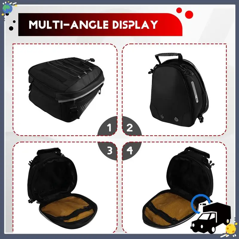 

Lasting Universal Motorcycle Tail Bag Expandable 8-10L Universal Rear Luggage Storage Bag With Shoulder Straps And Rain Cover