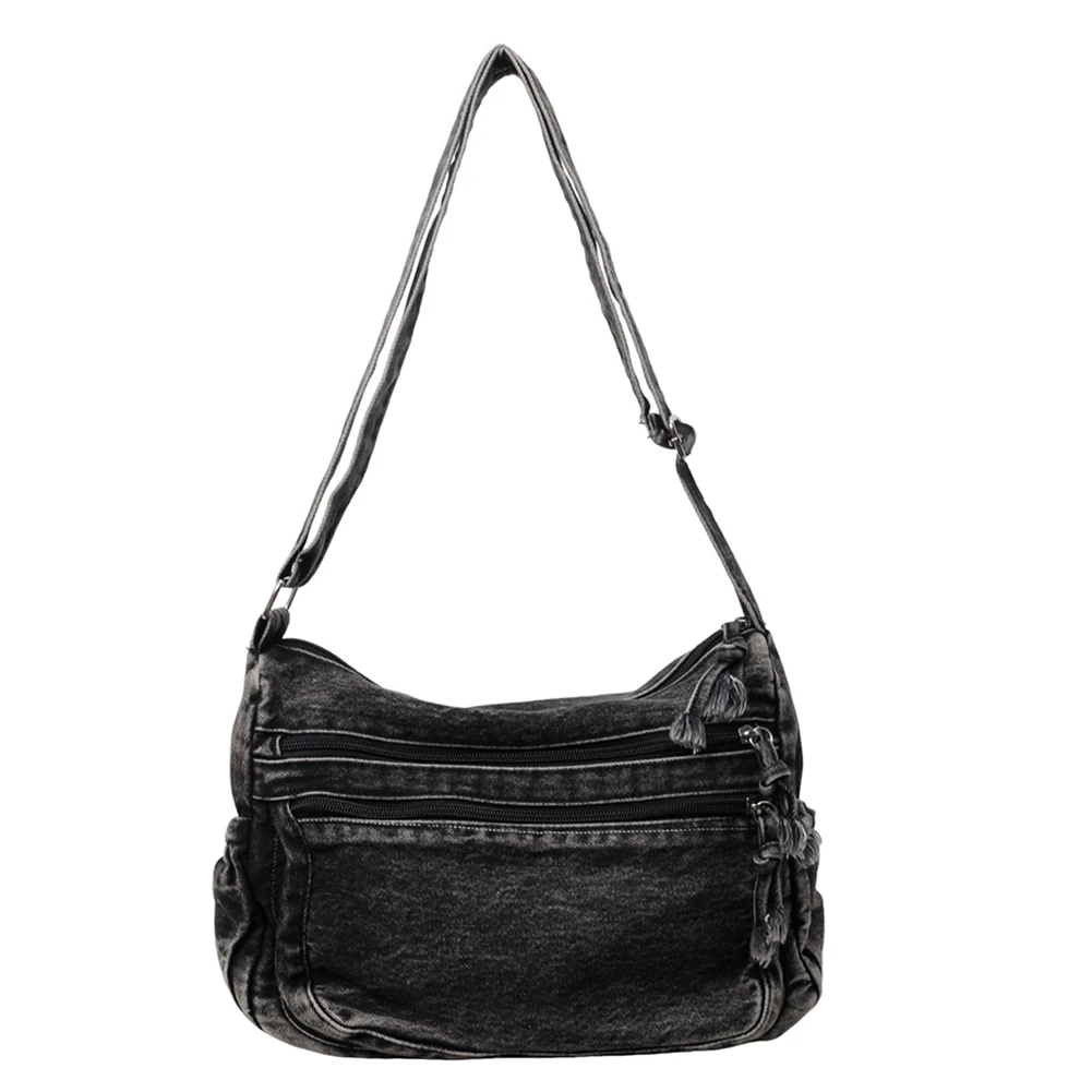 

Women Denim Fashion Shoulder Bag Large Capacity Stylish Crossbody Bag Adjustable Strap Vintage Satchel Bag Outdoor Travel Bag
