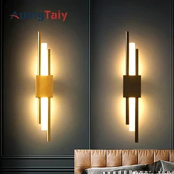 Lámpara LED de pared para dormitorio, candelabro de tubo de cobre acrílico, iluminación interior para sala de estar, pasillo, accesorio de luz  apliques de pared iluminación dormitorio luz lectura  aplique pared luz