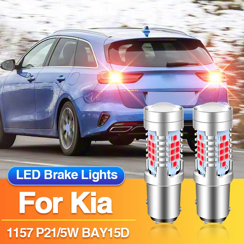 2 peças p21/5w luz de freio led 1157 bay15d para kia sportage/spectra/spectra 5/magentis/optima/io/io 5/sedona, parar lâmpadas traseiras vermelhas