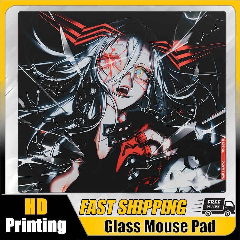 W-Wallhack SP-005 Glass Mouse Pad Hunter SORA YUME Smooth Frosted Surface Desk Mat Tempered FPS Custom Office Gaming Glass Pad