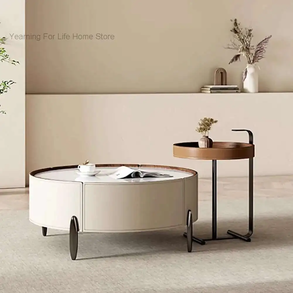 

Modern Premium Coffee Table Nordic Design Beauty Organizer Coffee Table Round Trendy Table Basse De Salon Living Room Furniture