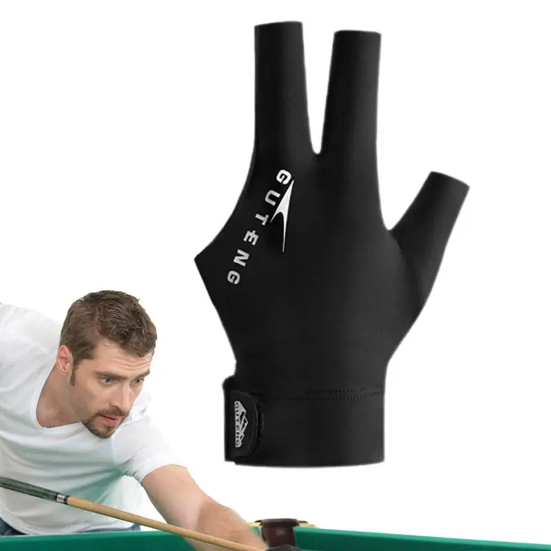 Unisex Snooker Carom Bilhar Luvas, Respirável, Processo de Emenda, Tamanho Universal, Cue Shooters, 3 Dedos Piscina Luvas