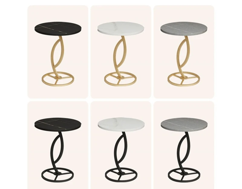 Modern Metal Small Nightstand Creative Sintered Stone Round Side Table Coffee Table For Living Room