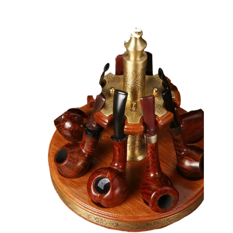 

Multi-slot pipe rotating display stand Solid wood creative retro convenient and practical