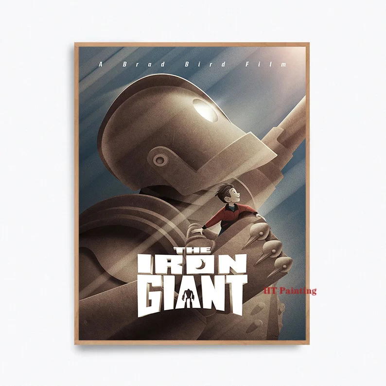 Vintage Classic Anime Movie The Iron Giant Film Poster Canvas Printed Auto Robot Wall Art Pictures Home Room Decor Gift