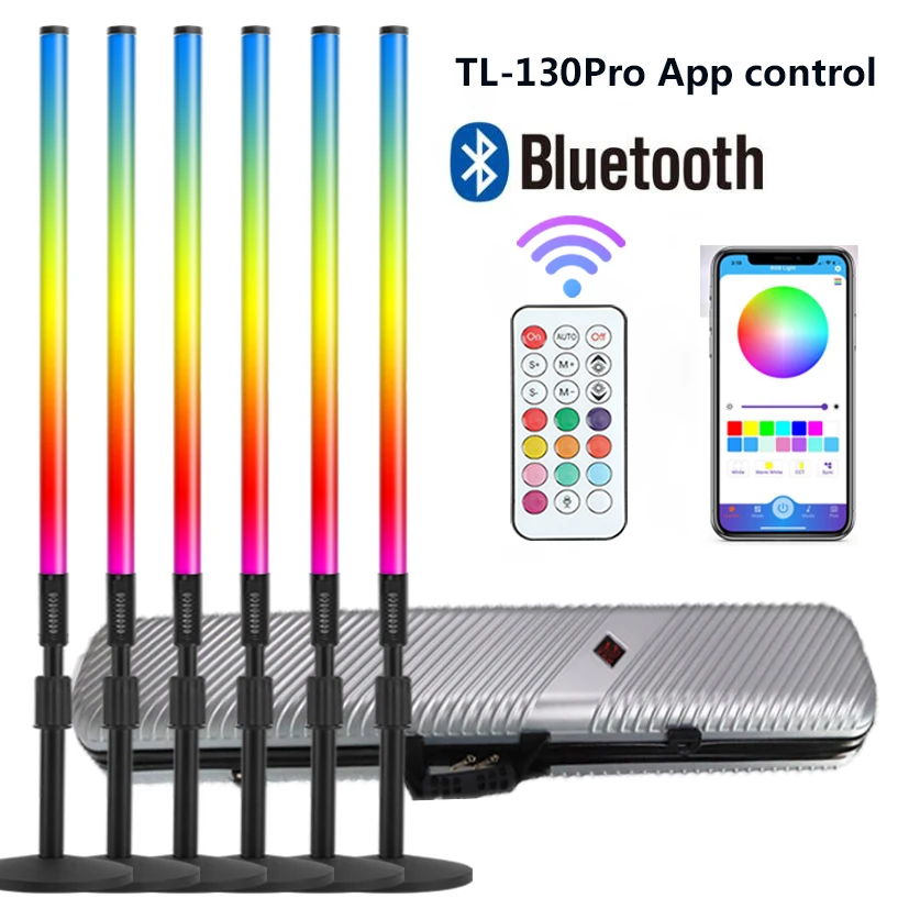 

6Sets Bluetooth APP Control Magic RGB Color LED Video Tube Light Bar With Stand 4ft Neon Mood Light For Home Room Decor Party Dj