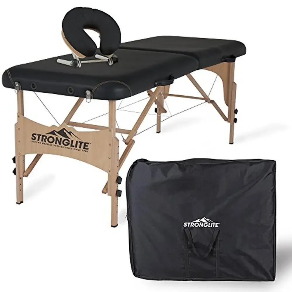 Portable Massage Table Package Beech All-In-One Treatment Table w/ Adjustable Cradle Pillow Carrying Case Lightweight Vinyl