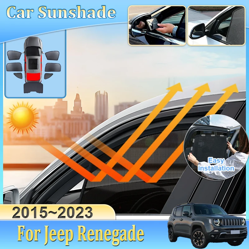 

Солнцезащитный козырек для окон автомобиля Jeep Renegade 2015-2023, 2020, 2021, сетчатая сетка, блокирующая УФ-лучи, шторка на раму лобового стекла, автоаксессуары