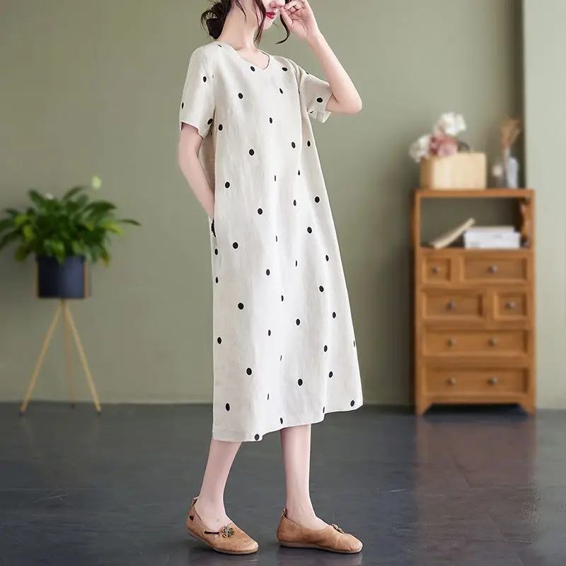 Nova chegada artística floral impressão midi dr na altura do joelho saia linha a material de algodão v-ne ort sve verão dr