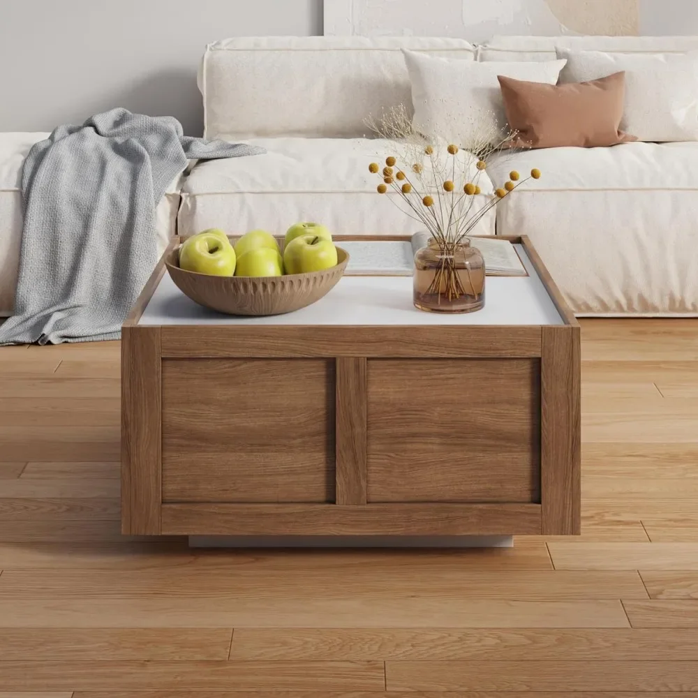 

Coffee Table with 2 Storage Drawers for Living Room Square Center Middle Tables Modern Cocktail Table