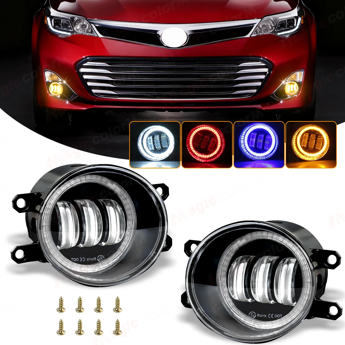 

1 Pair Angel Eye Fog Lamp For Toyota RAV4 Corolla Yaris CHR Camry Hilux 4Runner Highlander Lexus LED Lens Foglight DRL Headlight