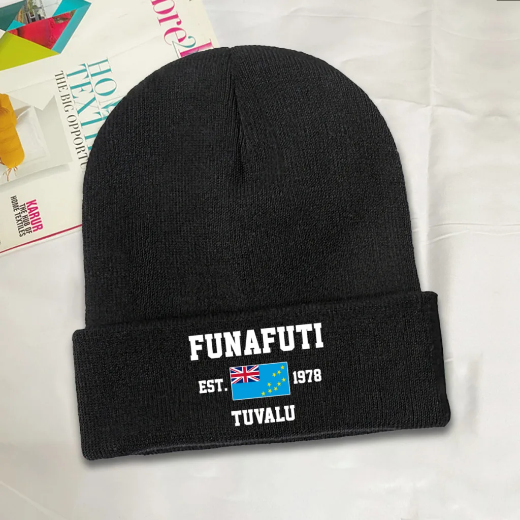 Tuvalu EST.1978 Funafuti Capital Men Women Unisex Knitted Hat Winter Autumn Print Beanie Cap Warm Bonnet