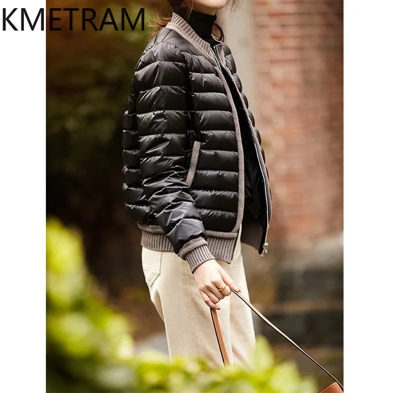 KMETRAM-abrigos de plumón de ganso blanco para mujer, chaqueta acolchada de béisbol, prendas de vestir ligeras, ropa de invierno, 2024