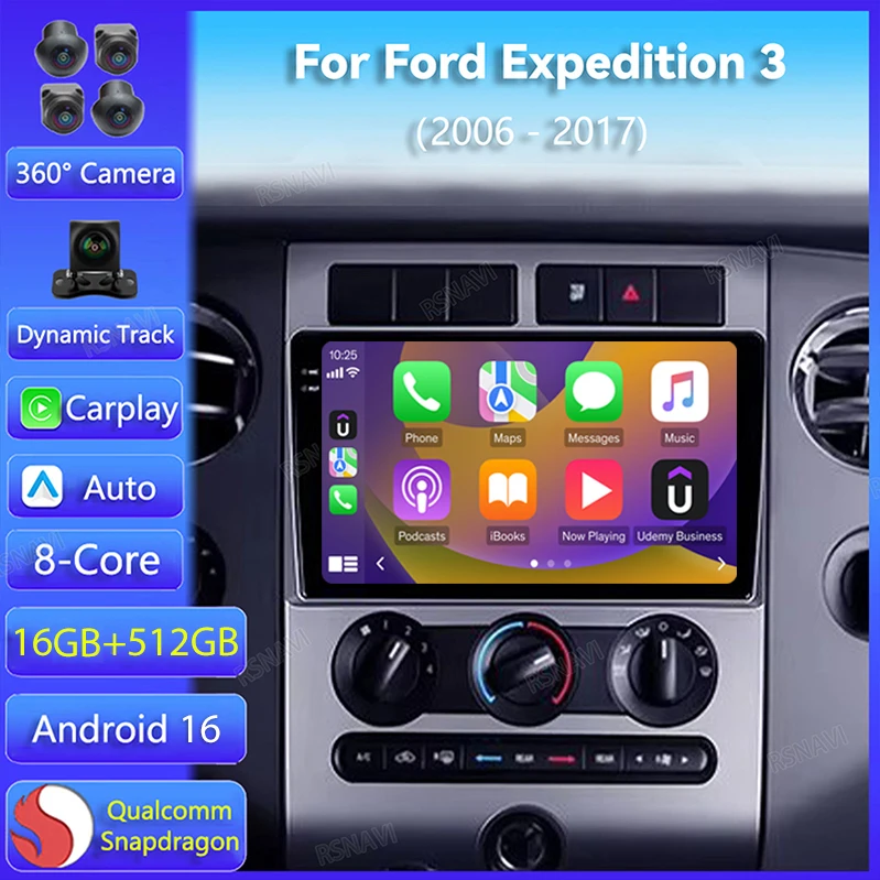 Android 16 Carplay Auto For Ford Expedition 3 U3242 U3542 U324 U354 2006 - 2017 Car Radio GPS Navigation Stereo DSP Video Player