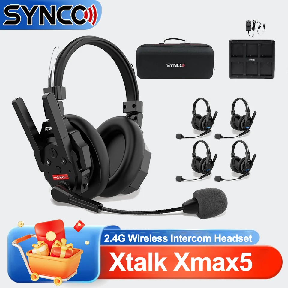 

Беспроводная интерком-система Synco Xtalk Xmax5 Full-Duplex 2.4GHz с микрофоном и гарнитурой, дальность передачи 500 м, надежная связь