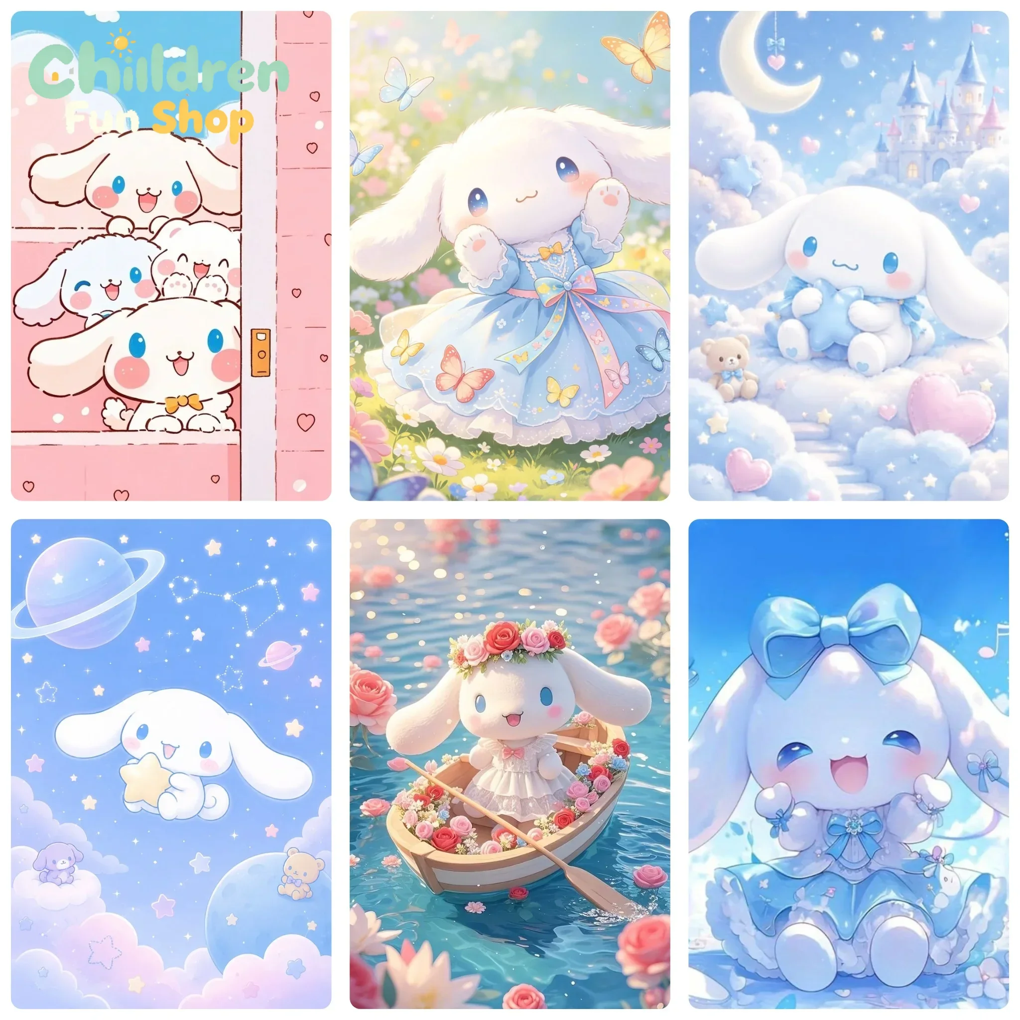 DIY 5D Diamond Painting, Cinnamoroll Cute White Big Ear Dog Fantasy , Hobby Craft For Home Wall Decor, Ideal Gift For Art Love