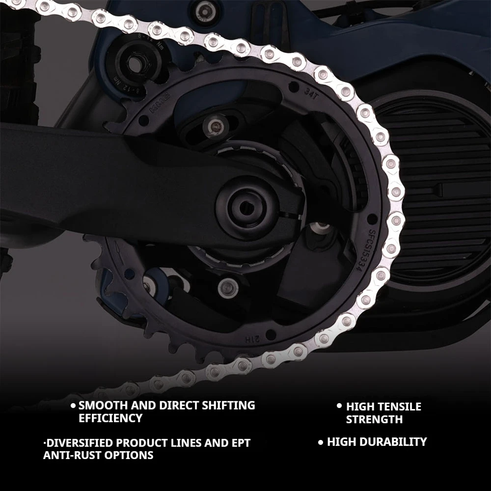 KMC Bicycle Chain 9/10/11 Speed Compatible with Shimano CUES Groupset, MTB Road Bike Durable Anti-Rust Cycling Chain