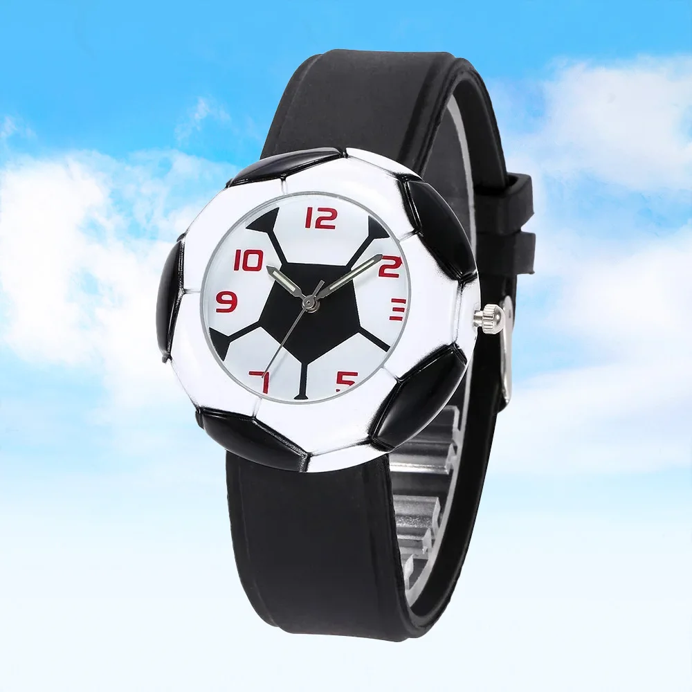 

Children Football Cartoon Children Watch For Girls Rubber Kids Watches Boys Analog WristWatch