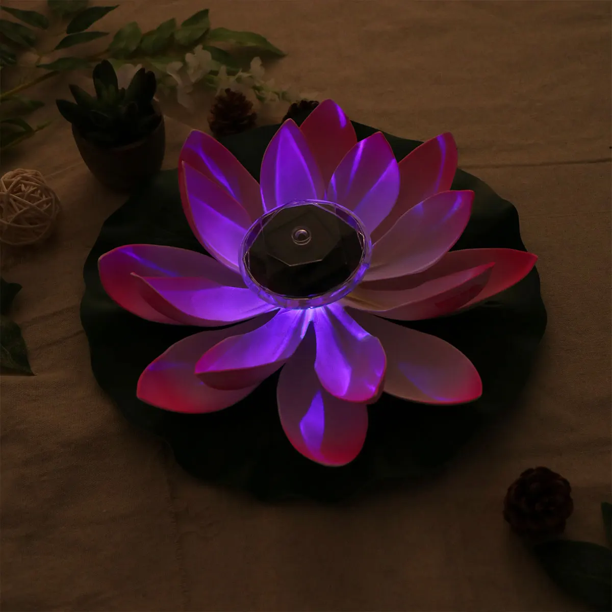 

Solar Lotus Lamp Solar Powered Decorative Lights Outdoor LED Pond Garden Elegant Waterproof Lightweight Realistic Design Energy