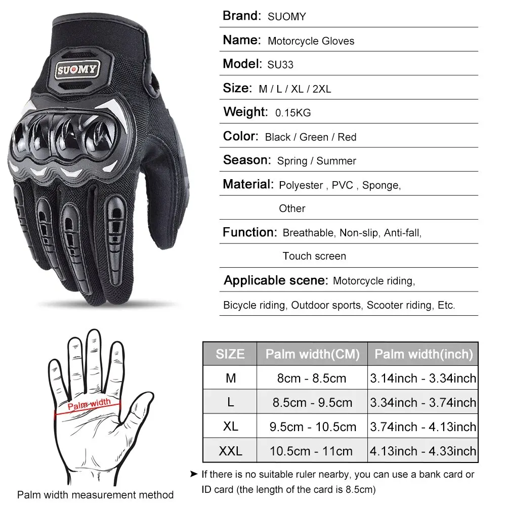 Rękawice motocyklowe Suomy Moto z ekranem dotykowym Oddychające wyścigi motocyklowe Jazda na rowerze Ochronne Guantes Letnie sporty dla Hondy