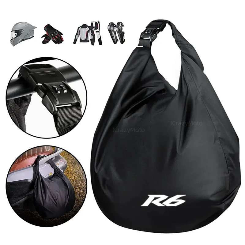 Portable Waterproof Motorcycle Helmet Bag For Yamaha YZFR6 YZF R6 R6S 1999-2015 2005 2007 2010 Large Capacity Password Lock Anti