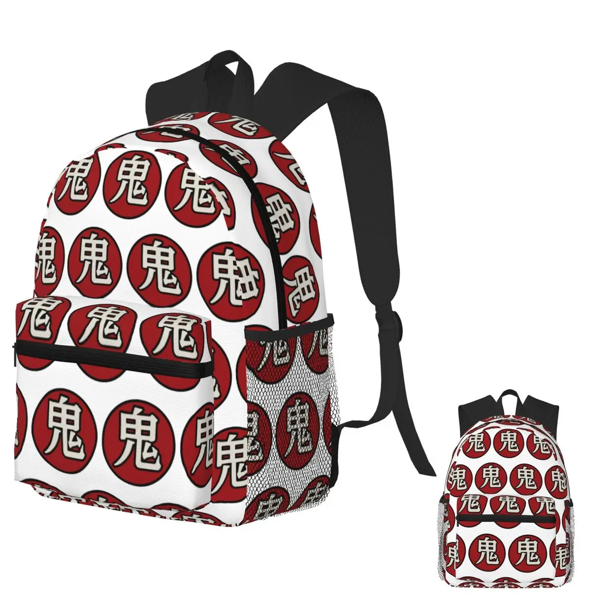 

Oni Kanji Student Backpack School Bag Hiking Travel Daypack for Men Women Fashion Bookbag Shoulder Bags