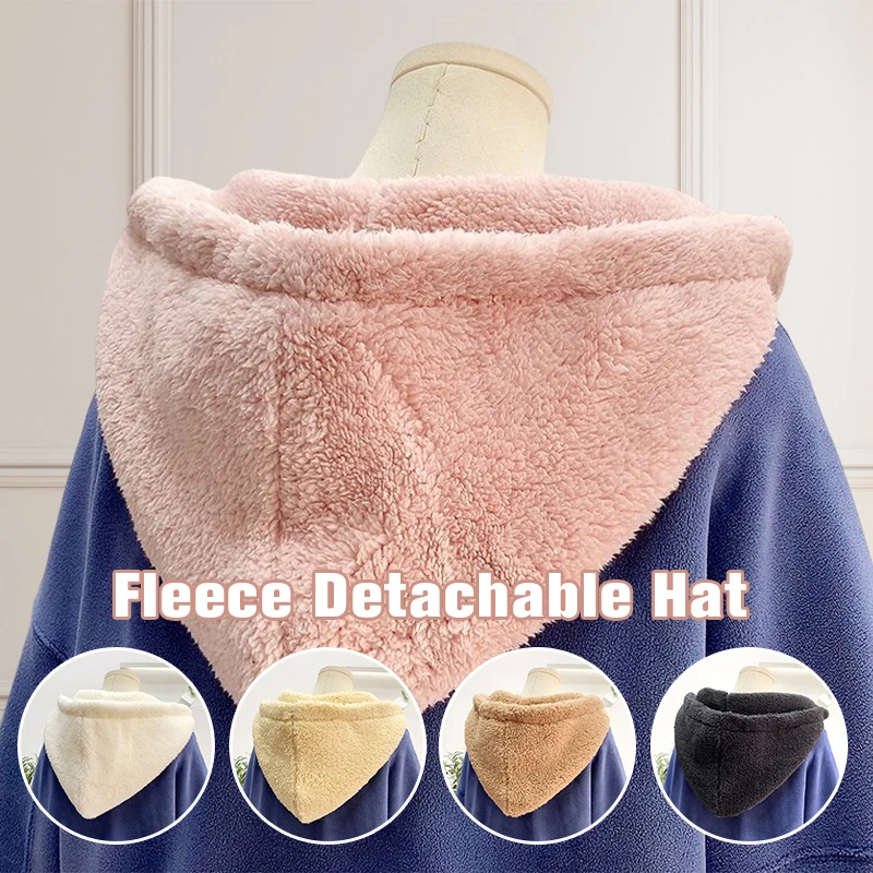 Unisex Fleece Detachable Hat Fluffy Fake Hooded Collar For Winter Coat Jacket Hooded Bonnet Winter Warm Fur Hat With Neck Collar