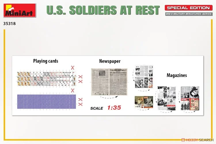 Kit modello assemblato in plastica MiniArt 35318 Soldato statunitense, scala 1/35 a riposo