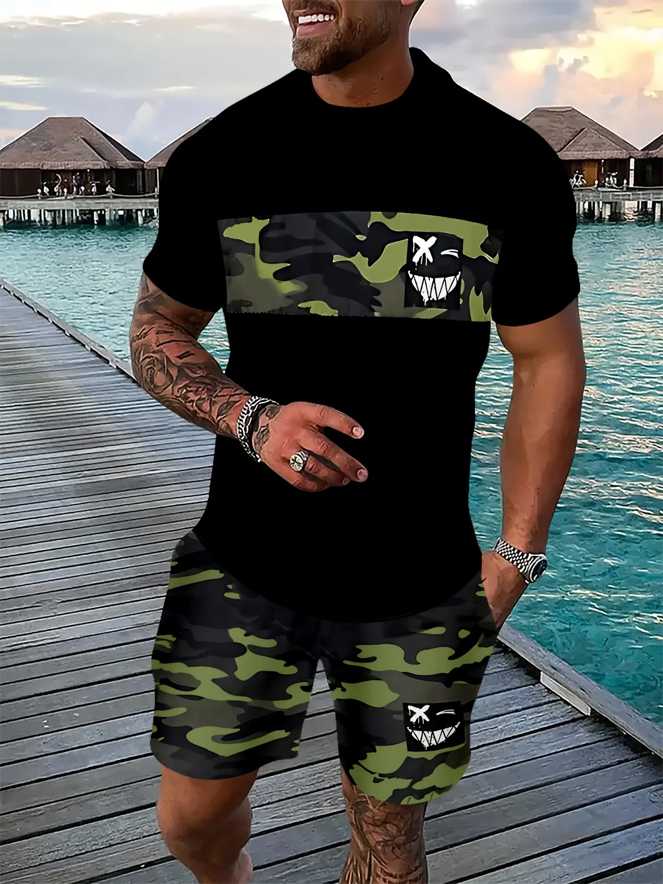 Summer Men's Sets Casual O-nec - Street Fashion Outfit For Men review and price