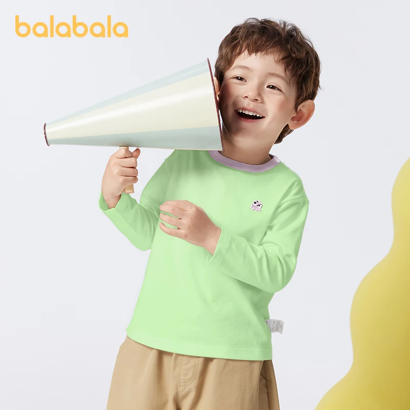 Balabala Long-Sleeve T-Shirt Unisex 2024 Spring New Edition Boys Girls Clothing Baby Versatile Base Shirt