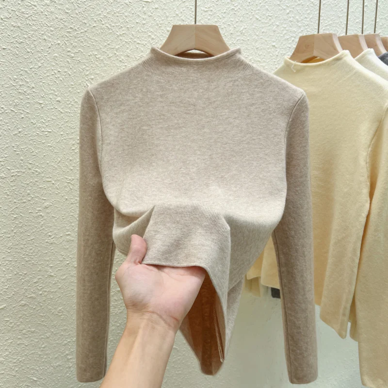 

Autumn Winter 2025 Long Sleeve Pullover Women Solid Color Knitted Sweaters Turtleneck Versatile Tops Korean Pull Femme Jumper