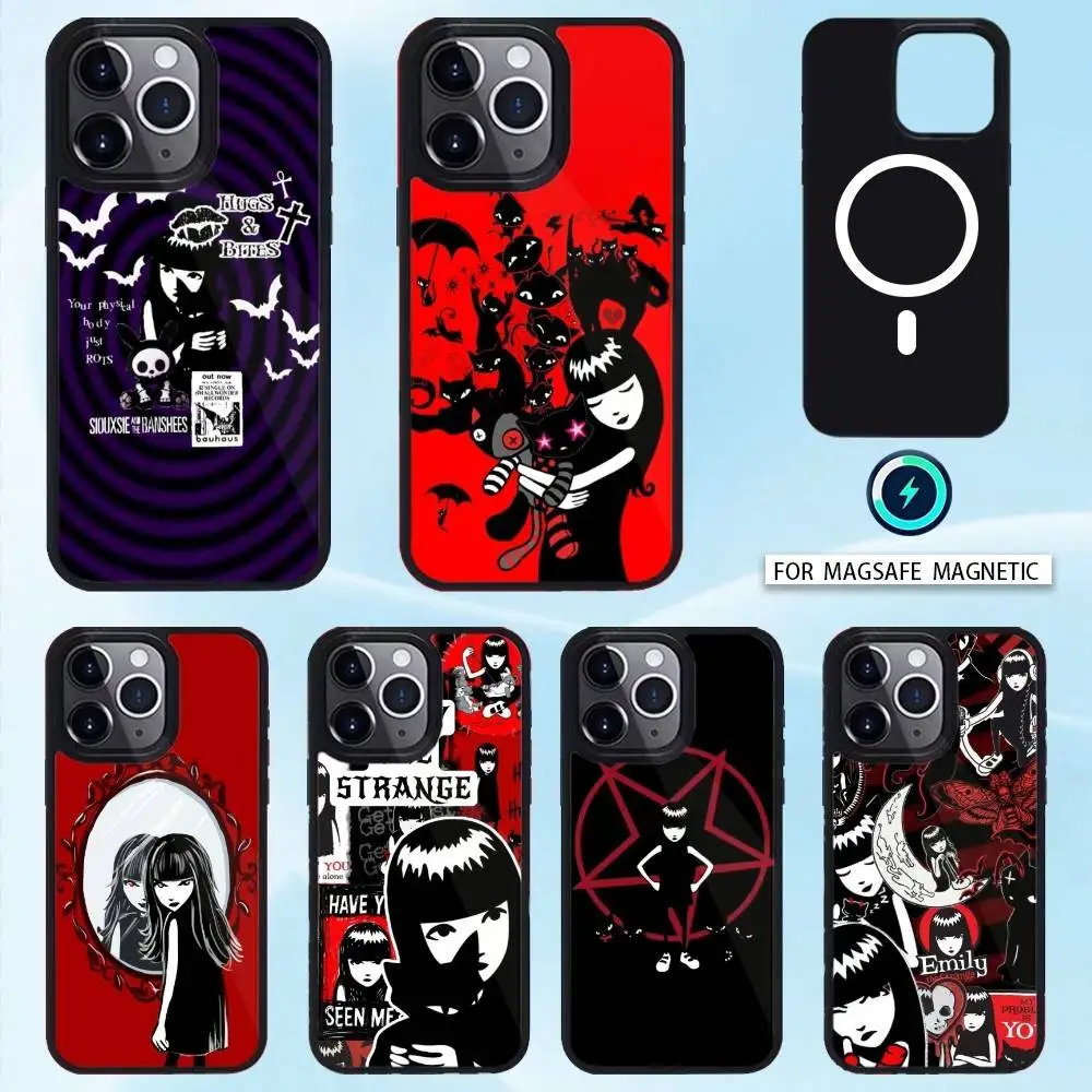 

Comics Emily The Strange Phone Case Magnetic For iPhone16 15 14 13 12 Pro Max For Magsafe Wireless Charging Cover