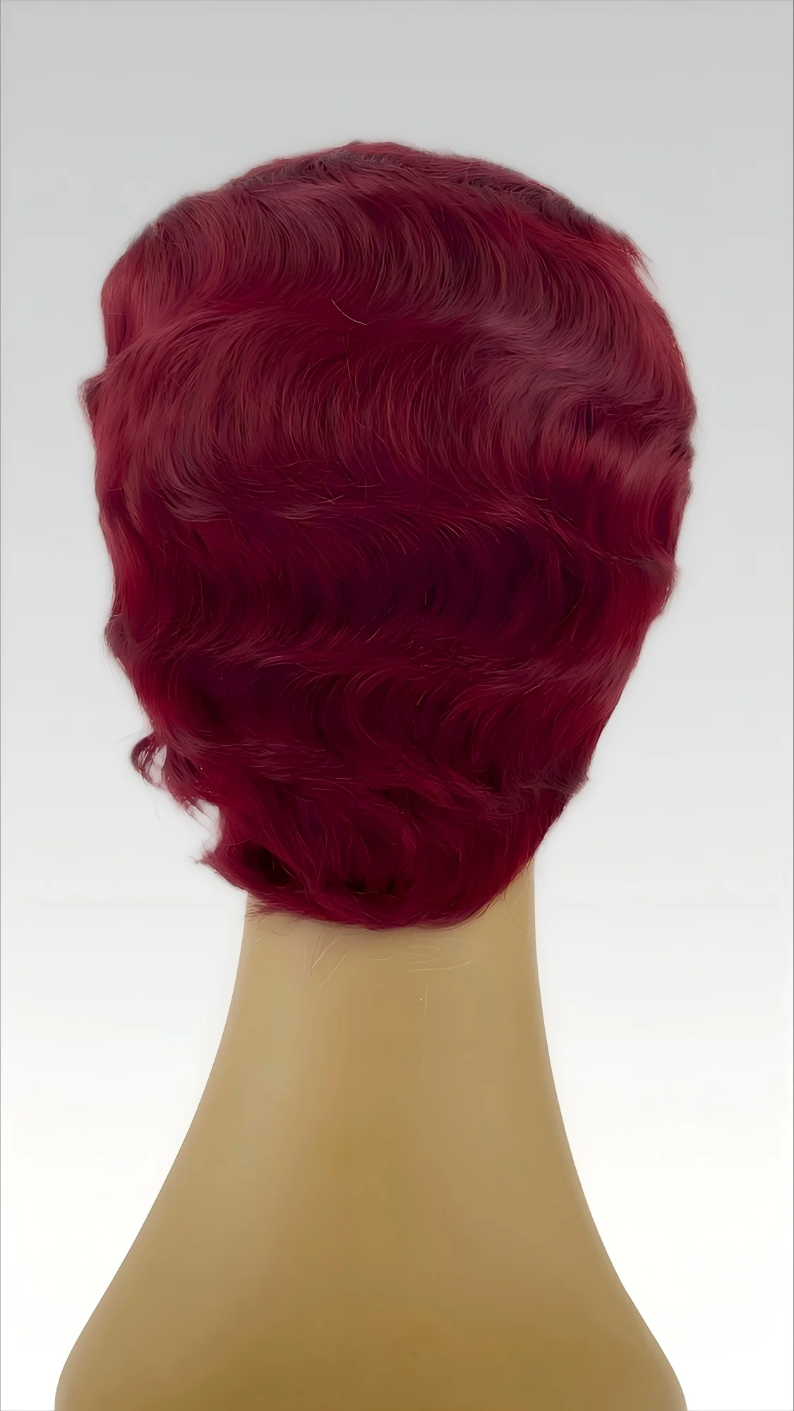 ショートフィンガーウェーブ ピクシーカットウィッグ 機械製 人毛ウィッグ マミーヘア 黒人女性用 99J 6インチ