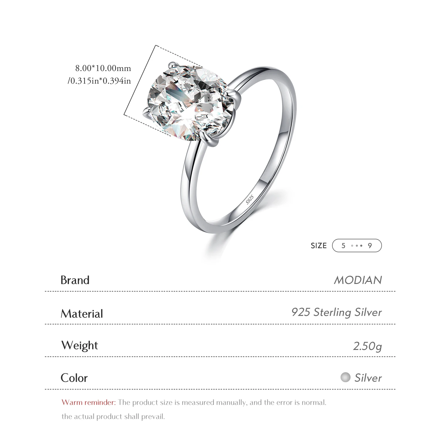 Modian-Anillo de Plata de Ley 925 con Circonia cúbica para mujer, sortija de compromiso, plata esterlina, corte ovalado, transparente