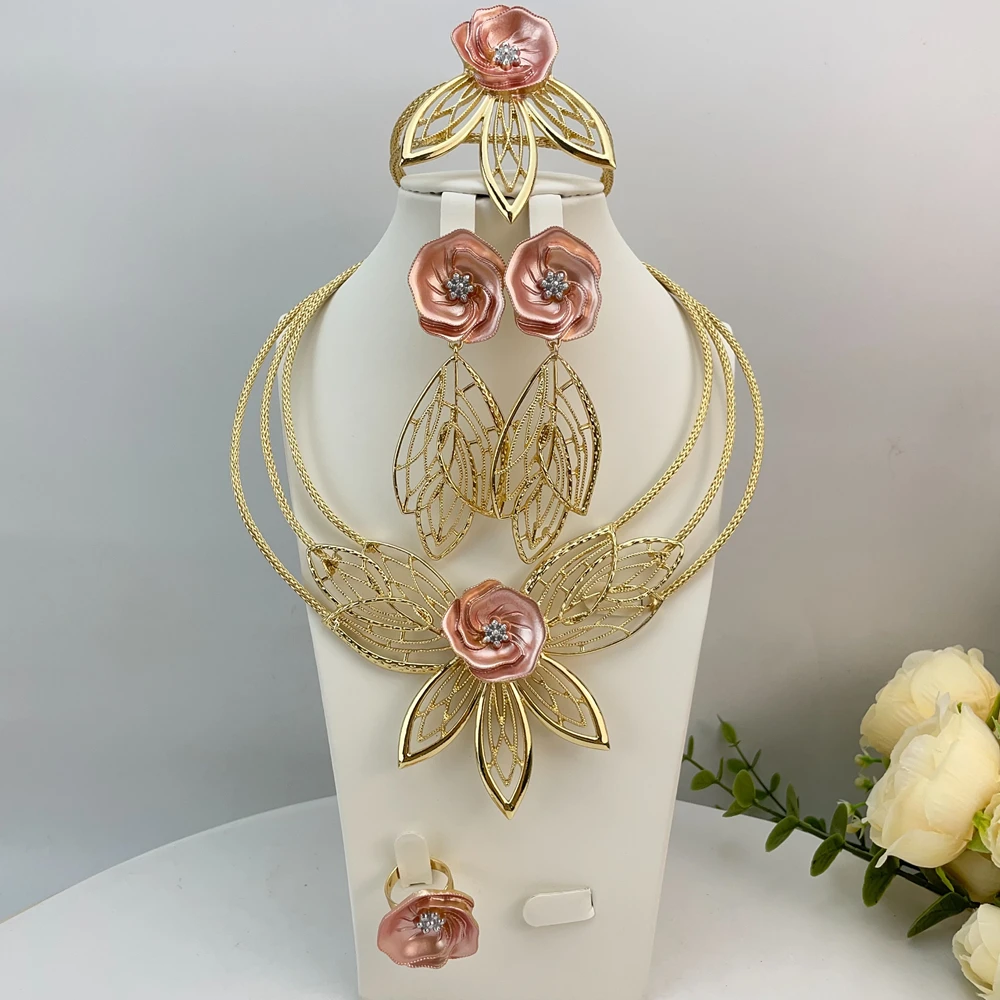 Brazilian Simple Style Big Bold Necklace Luxury Quality African Bride Jewelry Set For Women Party Gifts FHK23097