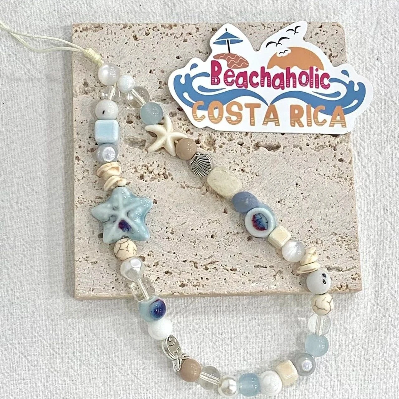 Summer Sea Breeze Blue Star Phone Chain - Fresh CCD Lanyard, DIY Charm, Camera Anti-Loss Rope, Blue Series