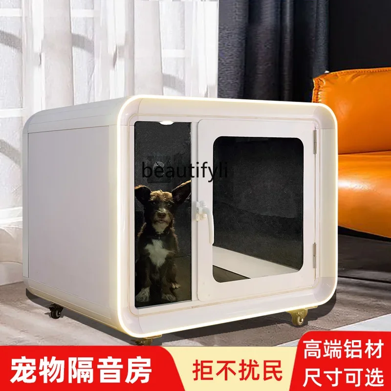 Soundproof Box Cover Cage Glass Room Indoor Pet Soundproof Room Movable Mini Kennel Cat