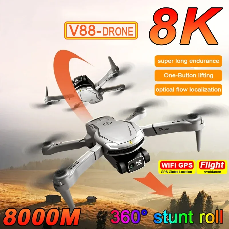 

V88 Drone 8K 5G GPS профессиональная HD аэрофотосъемка 2 камеры препятствия дистанционный складной самолет для взрослых детей игрушки