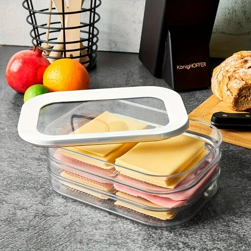 Contenedor de almacenamiento para refrigerador apilable con tapa, comidas hechas, organizador de cocina para almuerzo, carne y conservación de alimentos cocidos