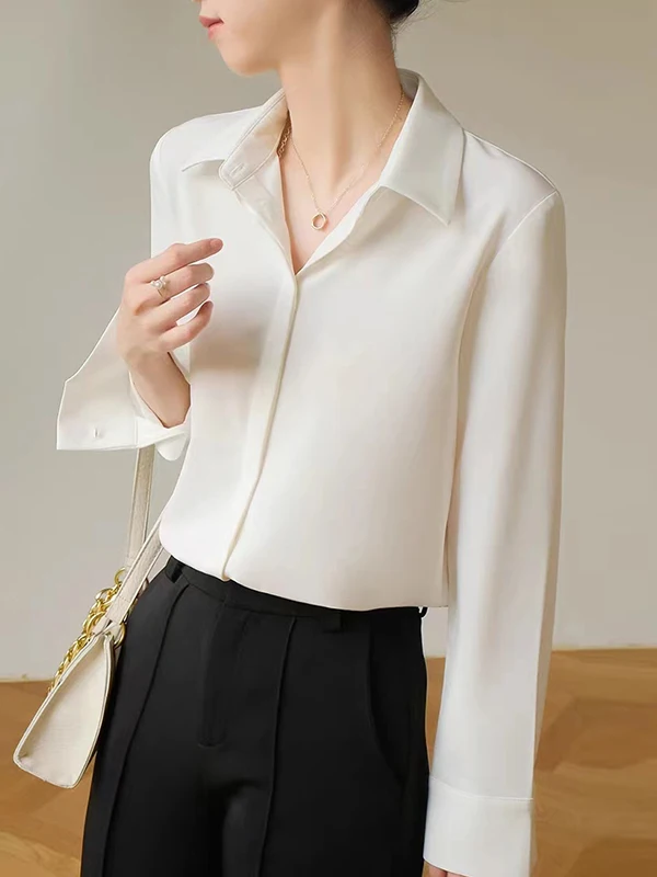 アウトレットストア シルク混紡 ロングスリーブ レディース イルト プロフェッショナル 通勤 スタイリッシュ 多用途 キャリアブラウス 春シーズン ファッション