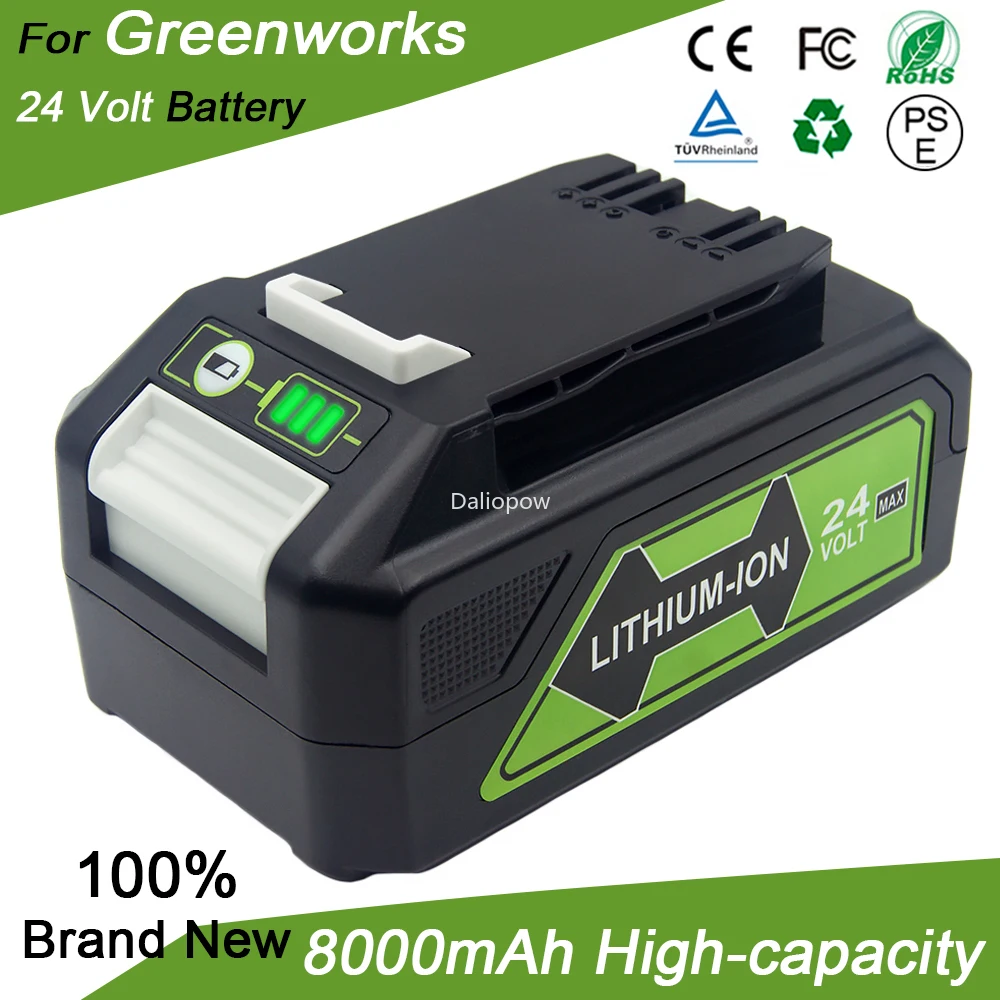 24V 8000mAh Li-ion Rechargeable Battery for Greenworks 24V 48V Power Tools 29842 29852 29322 20362 MO24B410 MO48L4211 HT24B210