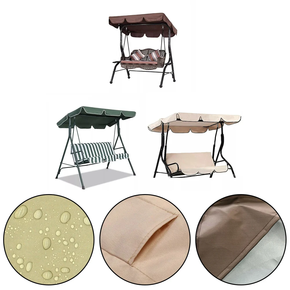 

1pc Garden Swing Chair Top Cover Awning Top Replacement Rain Cover Canopy Outdoor Waterproof Sun Shade Top Cover Without Frame