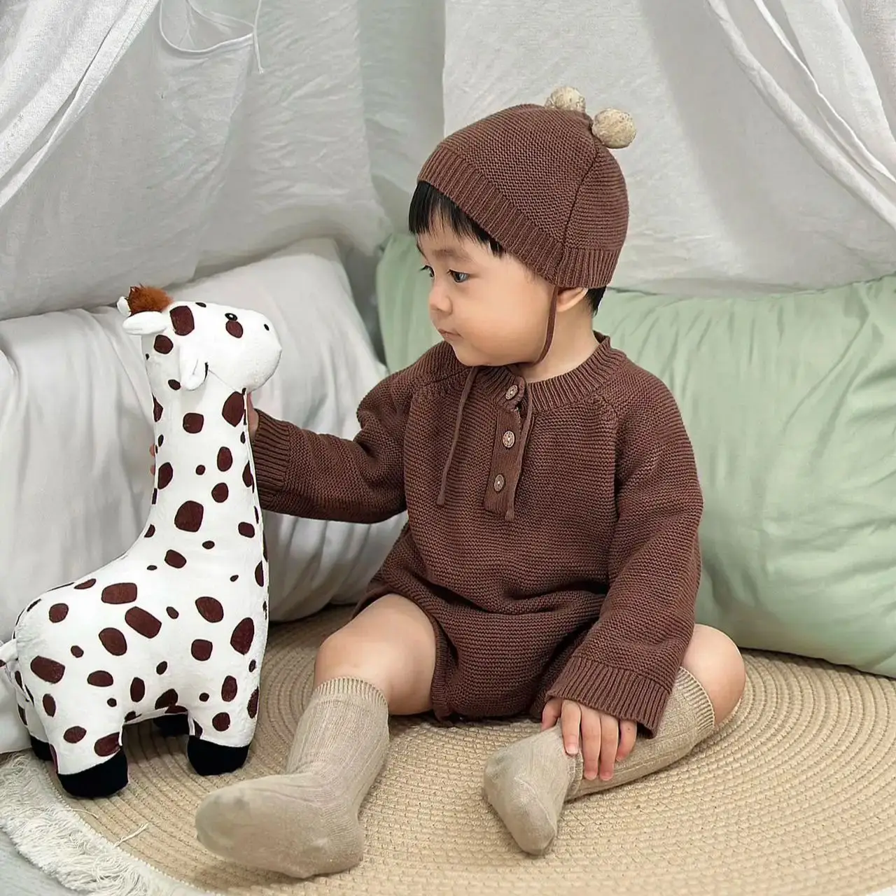 ins style creative giraffe toy baby sleeping soothing plush toy home decoration doll ornaments